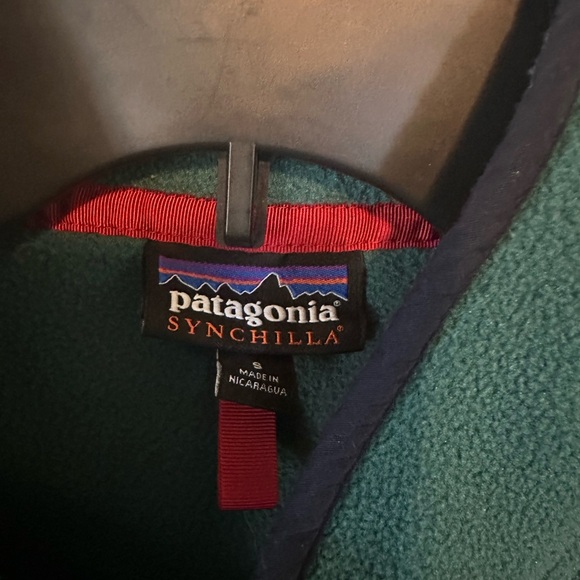 Patagonia Synchilla Snap T Mens Two Tone Green Pullover Fleece Sweater Size Sm - Picture 3 of 9